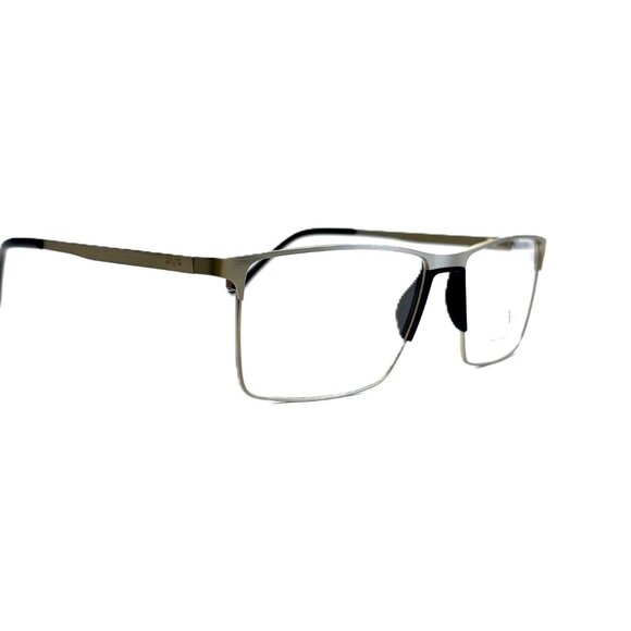 Men's Rectangular Matte Gunmetal Eyeglasses & Black Plastic Bridge & Temple Tips - Picture 6 of 11
